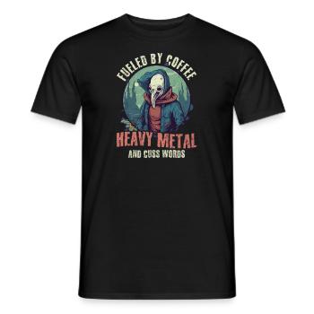 Musique Rock Alimenté Café Heavy Metal Jurons Mots - T-shirt homme - noir - Devant - AI Model Male 178 light (178cm)