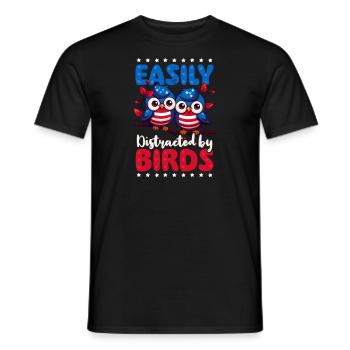Vogelbeobachter durch Vögel abgelenkt - Männer T-Shirt - Schwarz - Vorne - AI Model Male 178 light (178cm)