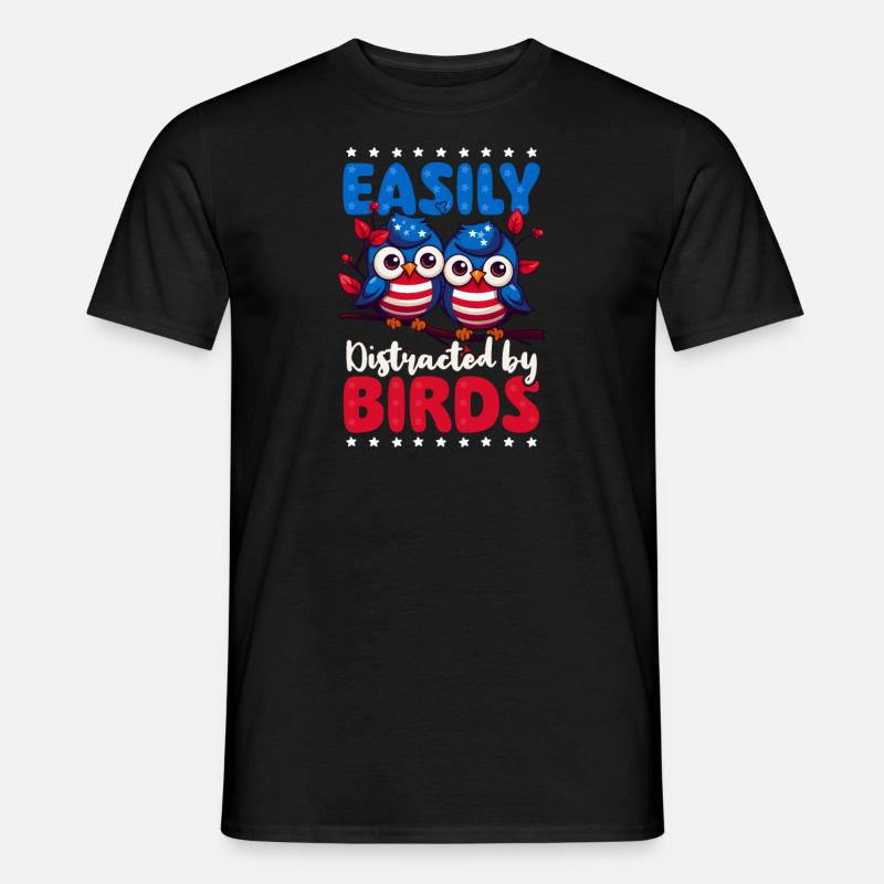 Birdwatcher Distracted By Birds - Men’s T-shirt - black