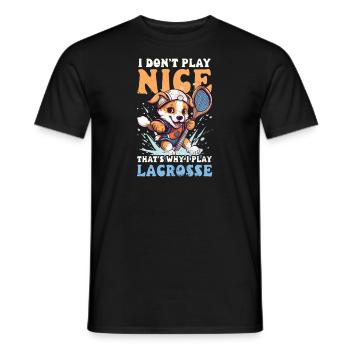 Lacrosse-Trainer spielt nicht nett Warum ich Hund spiele - Männer T-Shirt - Schwarz - Vorne - AI Model Male 178 light (178cm)