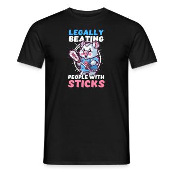 Lacrosse-Trainer verprügelt Menschen legal - Männer T-Shirt - Schwarz - Vorne - AI Model Male 178 light (178cm)