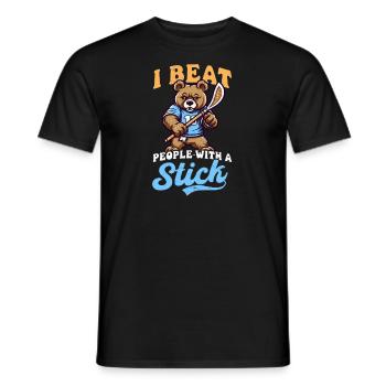 Lacrosse Coach Beat People Stick Bär - Männer T-Shirt - Schwarz - Vorne - AI Model Male 178 light (178cm)