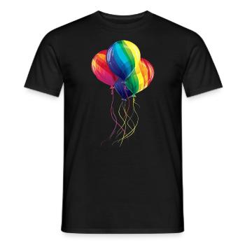 Balloons Colorful Art Polygon Graphic Motif Air Balloons - Men's T-Shirt - black - Front - AI Model Male 178 light (178cm)
