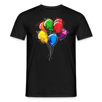 Balloons Painting Art Colorful Motif Artwork L - Men's T-Shirt - black - Front - AI Model Male 178 light (178cm)