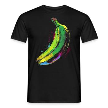 Banana Painting Art Fruit Graphic Motif Banana - Men's T-Shirt - black - Front - AI Model Male 178 light (178cm)