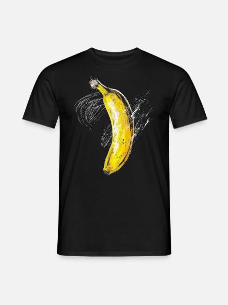 Banana Painting Art Fruit Graphic Motif Banana - Men's T-Shirt - black
