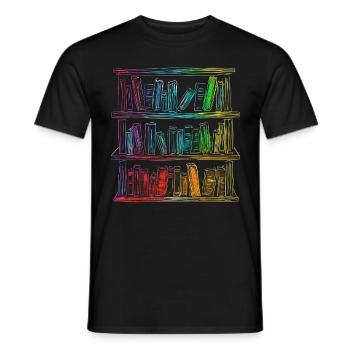 Book Colorful Drawing Art Fantasy Graphic Motif Bu - Men's T-Shirt - black - Front - AI Model Male 178 light (178cm)