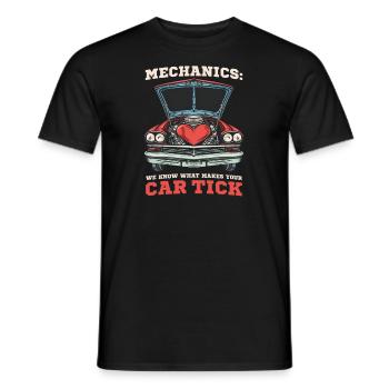 Automechaniker Wir wissen, wie Ihr Auto tickt - Männer T-Shirt - Schwarz - Vorne - AI Model Male 178 light (178cm)