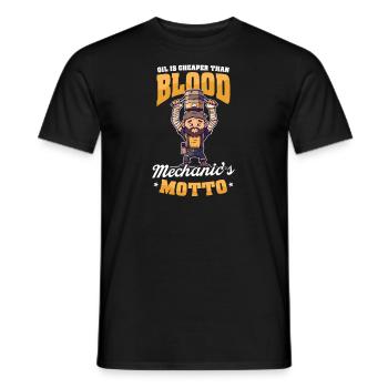 Automechanikeröl billiger als Blut - Männer T-Shirt - Schwarz - Vorne - AI Model Male 178 light (178cm)