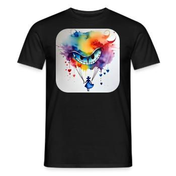 Visage de fille et de chats rieurs - T-shirt homme - noir - Devant - AI Model Male 178 light (178cm)