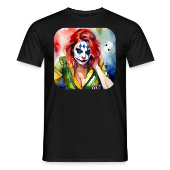 Cool Harlequin Poker Gothic Girl - Men's T-Shirt - black - Front - AI Model Male 178 light (178cm)