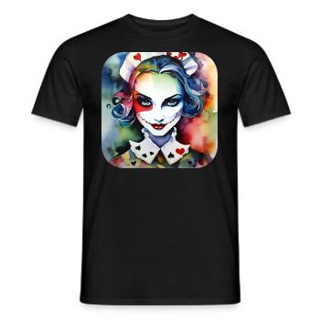 Cooles Harlequin Poker Gothic Mädchen - Männer T-Shirt - Schwarz - Vorne - AI Model Male 178 light (178cm)
