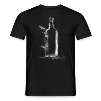 Bottle Drawing Art Graphic Motif Artwork - Men's T-Shirt - black - Front - AI Model Male 178 light (178cm)