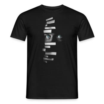 Book Men Artwork Blue Eyes Drawing Art - Men's T-Shirt - black - Front - AI Model Male 178 light (178cm)