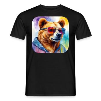 Cool bear with sunglasses - Men's T-Shirt - black - Front - AI Model Male 178 light (178cm)