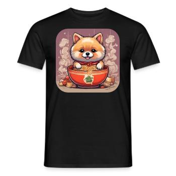 Niedlicher Hund mit Ramen Nudeln - Männer T-Shirt - Schwarz - Vorne - AI Model Male 178 light (178cm)