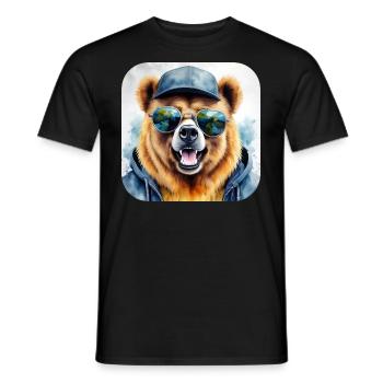 Cool bear with sunglasses - Men's T-Shirt - black - Front - AI Model Male 178 light (178cm)