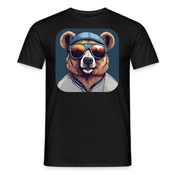 Cool bear with sunglasses - Men's T-Shirt - black - Front - AI Model Male 178 light (178cm)