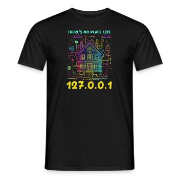 Network Engineering There's No Place Like 127.0.0. - Men's T-Shirt - black - Front - AI Model Male 178 light (178cm)