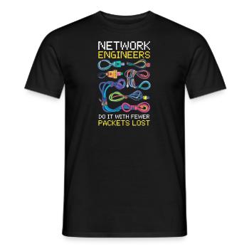 Network Engineering Do It with Fewer Packets Lost - Men's T-Shirt - black - Front - AI Model Male 178 light (178cm)