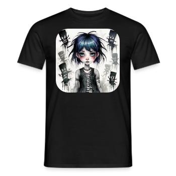 Cool Gothic Punk Girl - Men's T-Shirt - black - Front - AI Model Male 178 light (178cm)