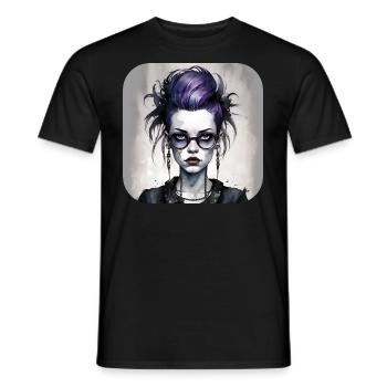 Fille punk gothique cool - T-shirt homme - noir - Devant - AI Model Male 178 light (178cm)