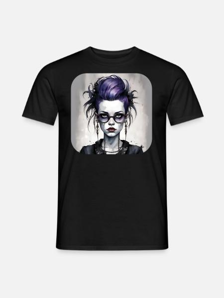 Cooles Gothic Punk Girl - Männer T-Shirt - Schwarz