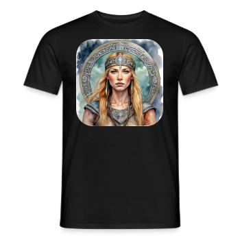 Trotse Viking Germanin Shield Maiden - Heren T-shirt - zwart - Voor - AI Model Male 178 light (178cm)