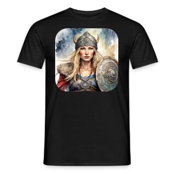 Stolze Wikingerin Germanin Schildmaid - Männer T-Shirt - Schwarz - Vorne - AI Model Male 178 light (178cm)