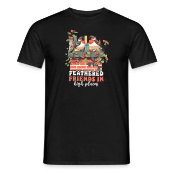 Urban Birdwatching Feathered Friends in High Place - Men's T-Shirt - black - Front - AI Model Male 178 light (178cm)