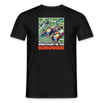 Urban Birdwatching Binoculars in the Boroughs - Men's T-Shirt - black - Front - AI Model Male 178 light (178cm)