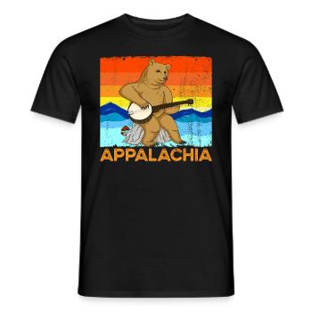 Bär spielt Banjo-Appalachia-Bluegrass-Musik - Männer T-Shirt - Schwarz - Vorne - AI Model Male 178 light (178cm)