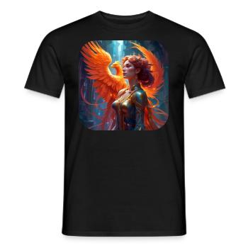 Stolze Frau mit Phönix - Männer T-Shirt - Schwarz - Vorne - AI Model Male 178 light (178cm)
