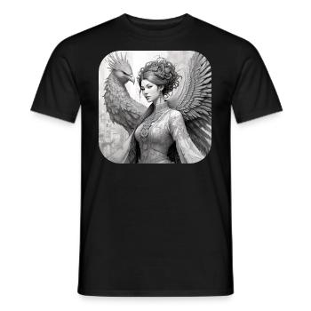 Femme Fantasy avec Phénix - T-shirt homme - noir - Devant - AI Model Male 178 light (178cm)