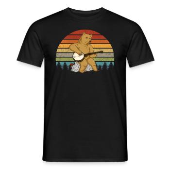 Bär spielt Banjo Retro Mountains Bluegrass-Musik - Männer T-Shirt - Schwarz - Vorne - AI Model Male 178 light (178cm)