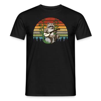 Waschbär spielt Banjo Retro Bluegrass Musik Banjo - Männer T-Shirt - Schwarz - Vorne - AI Model Male 178 light (178cm)