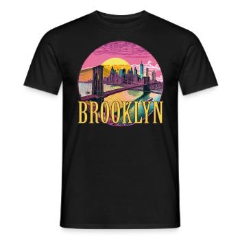 Brooklyn, Brücke, Bridge, Manhattan, Skyline, New York - T-shirt homme - noir - Devant - AI Model Male 178 light (178cm)
