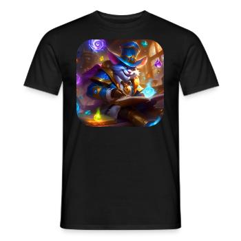 Verrücke Zauber Katze mit Hut - Männer T-Shirt - Schwarz - Vorne - AI Model Male 178 light (178cm)