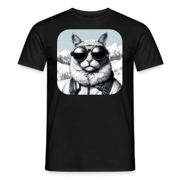 Coole Katze mit Sonnenbrille - Männer T-Shirt - Schwarz - Vorne - AI Model Male 178 light (178cm)