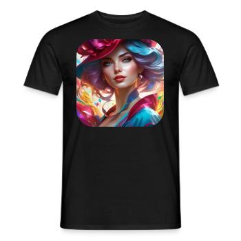 Cooles Steampunk Girl mit Hut - Männer T-Shirt - Schwarz - Vorne - AI Model Male 178 light (178cm)