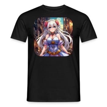 Jolie fille d’anime - T-shirt homme - noir - Devant - AI Model Male 178 light (178cm)