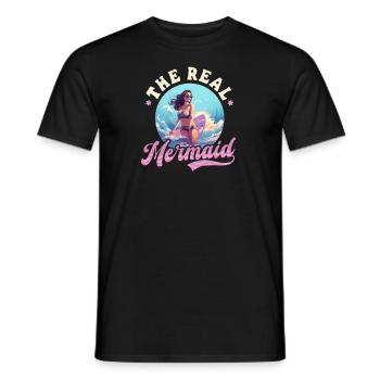 Surfer The Real Mermaid - Men's T-Shirt - black - Front - AI Model Male 178 light (178cm)