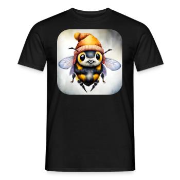 Coole Winter Biene mit Mütze und Schal - Männer T-Shirt - Schwarz - Vorne - AI Model Male 178 light (178cm)