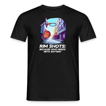 Street Basketball Rim Shots: Because Who Needs Net - Men's T-Shirt - black - Front - AI Model Male 178 light (178cm)