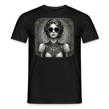 Cool Steampunk Girl - Men's T-Shirt - black - Front - AI Model Male 178 light (178cm)