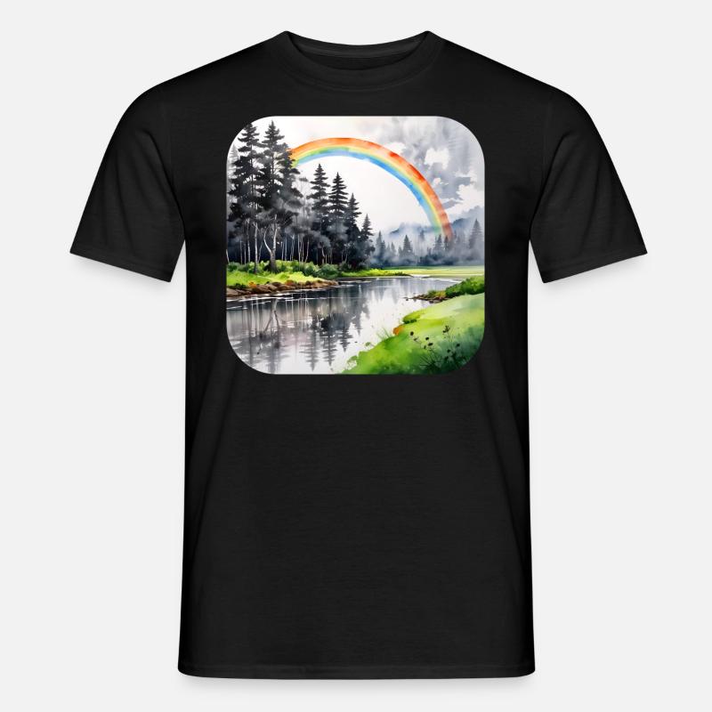 Landschaft mit Regenbogen - Männer T-Shirt - Schwarz
