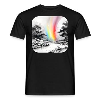 Landscape with rainbow - Men's T-Shirt - black - Front - AI Model Male 178 light (178cm)