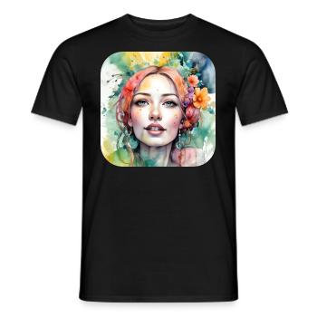 Cool Flower Girl - Men's T-Shirt - black - Front - AI Model Male 178 light (178cm)