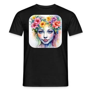 Niedliches Blumen Mädchen - Männer T-Shirt - Schwarz - Vorne - AI Model Male 178 light (178cm)