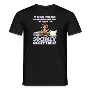 Une maman de yoga qui crie dans l’oreiller n’est pas acceptable - T-shirt homme - noir - Devant - AI Model Male 178 light (178cm)